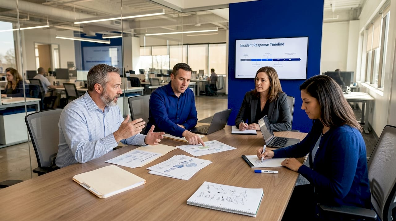 Team planning cloud security strategy session