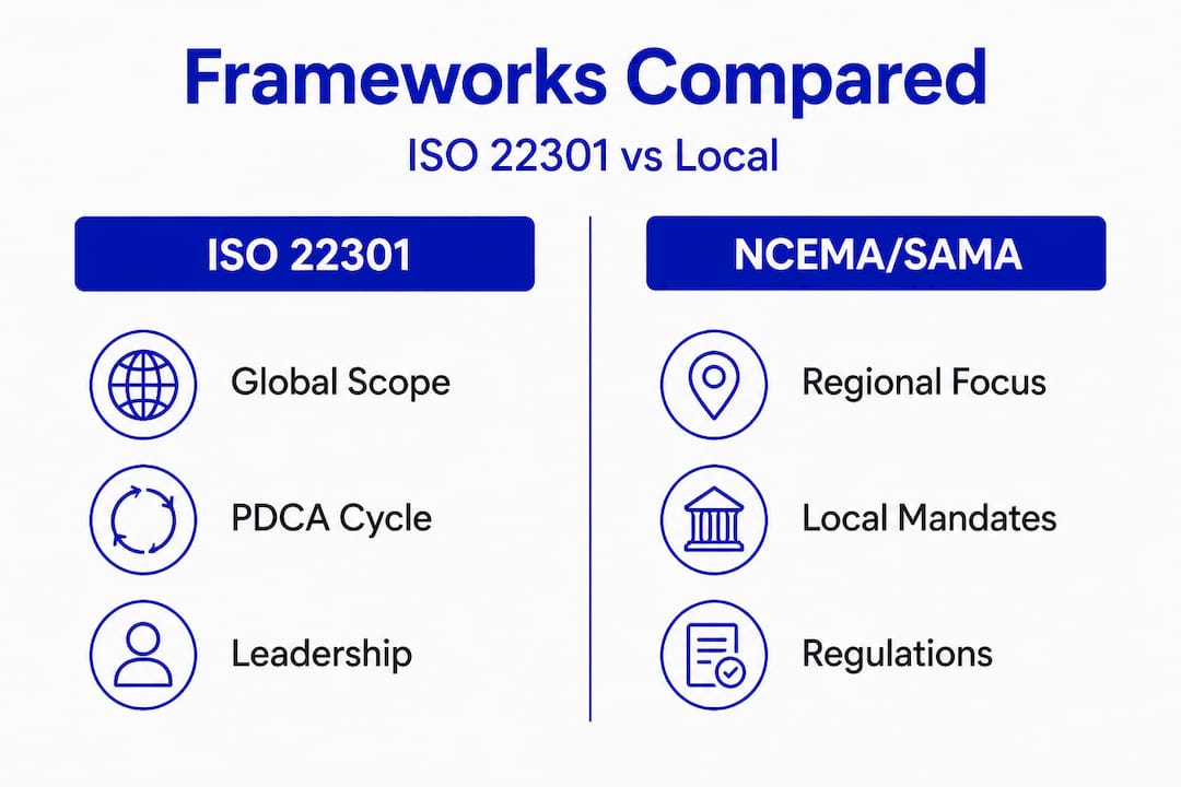 Infographic comparing continuity frameworks