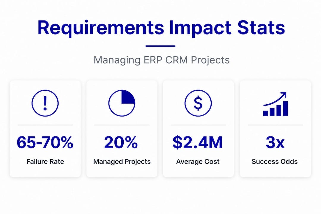 Infographic showing ERP CRM project success statistics