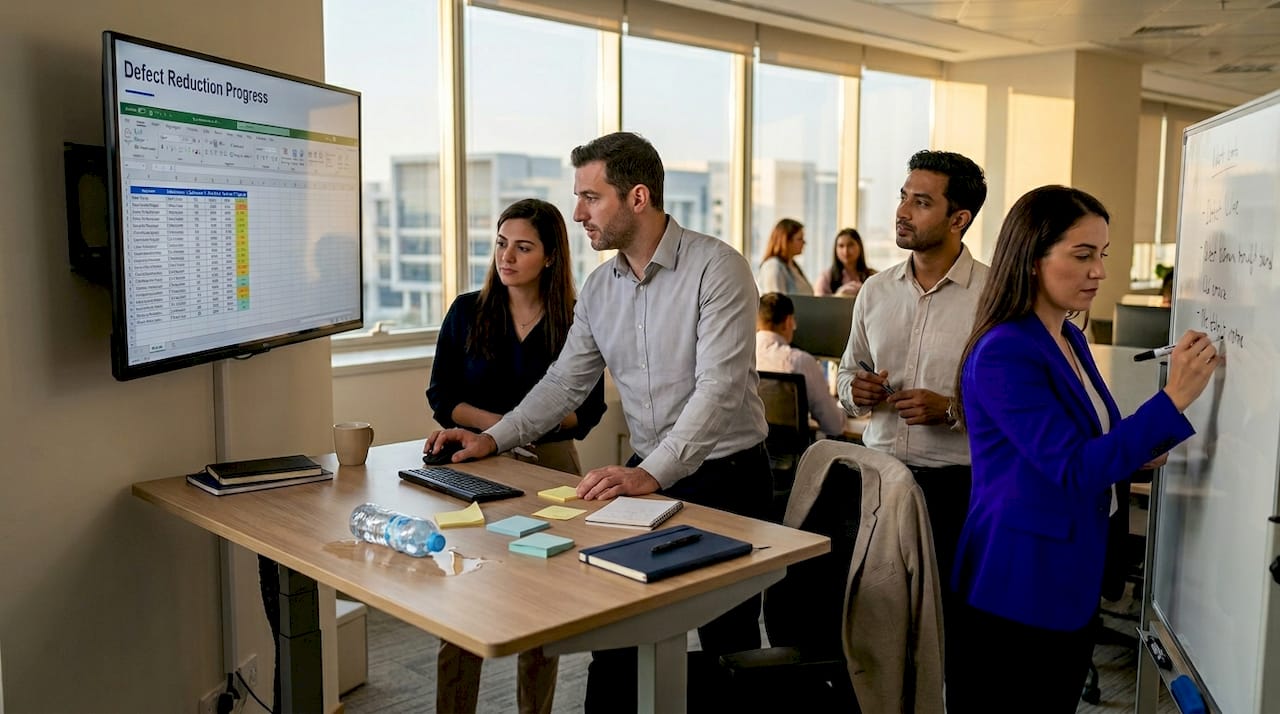 UAE business team reviewing agile performance metrics