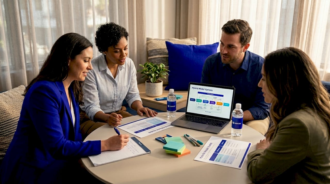 Team discusses hybrid project lifecycle options