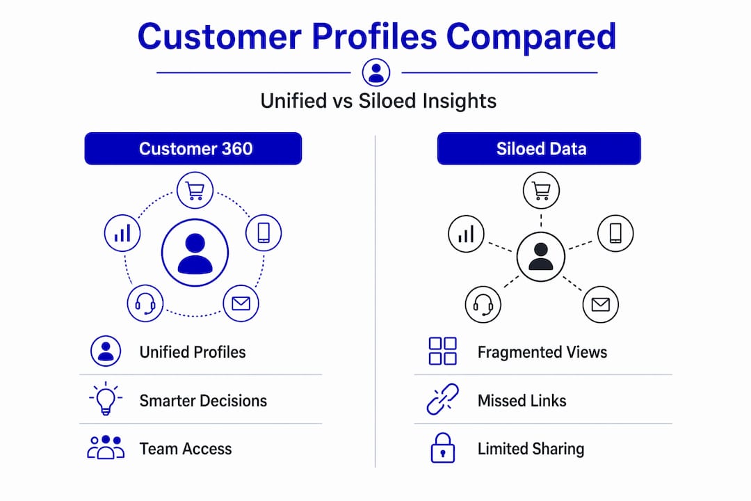 Infographic comparing unified vs siloed customer insights