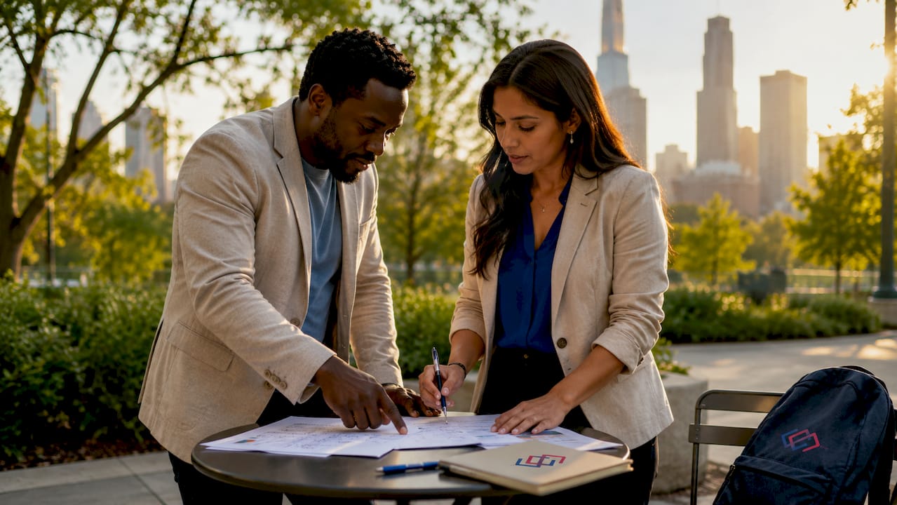 Two professionals reviewing resource allocation data