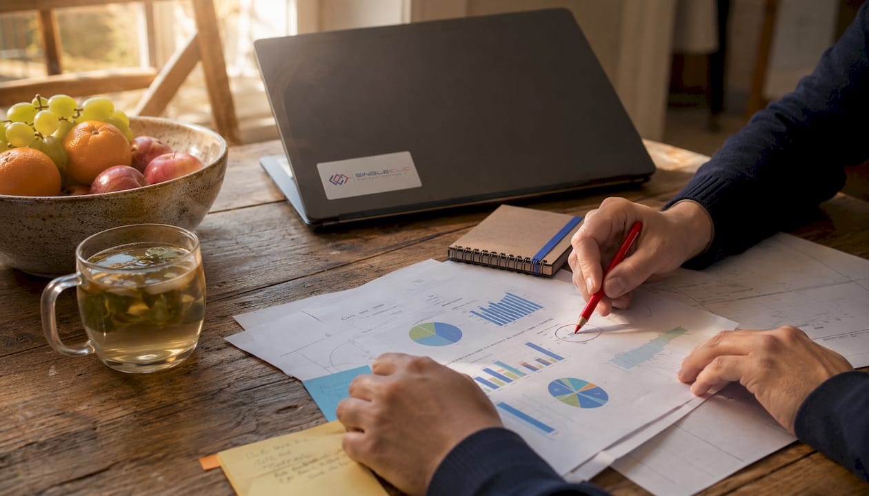 Hands reviewing ERP partners comparison charts