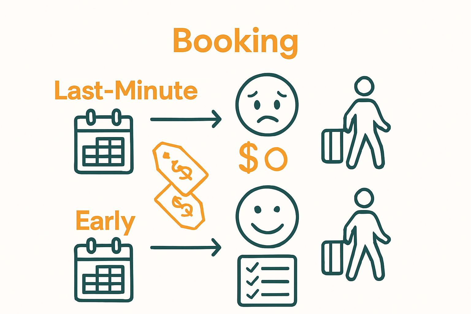 Infographic comparing early and late booking outcomes