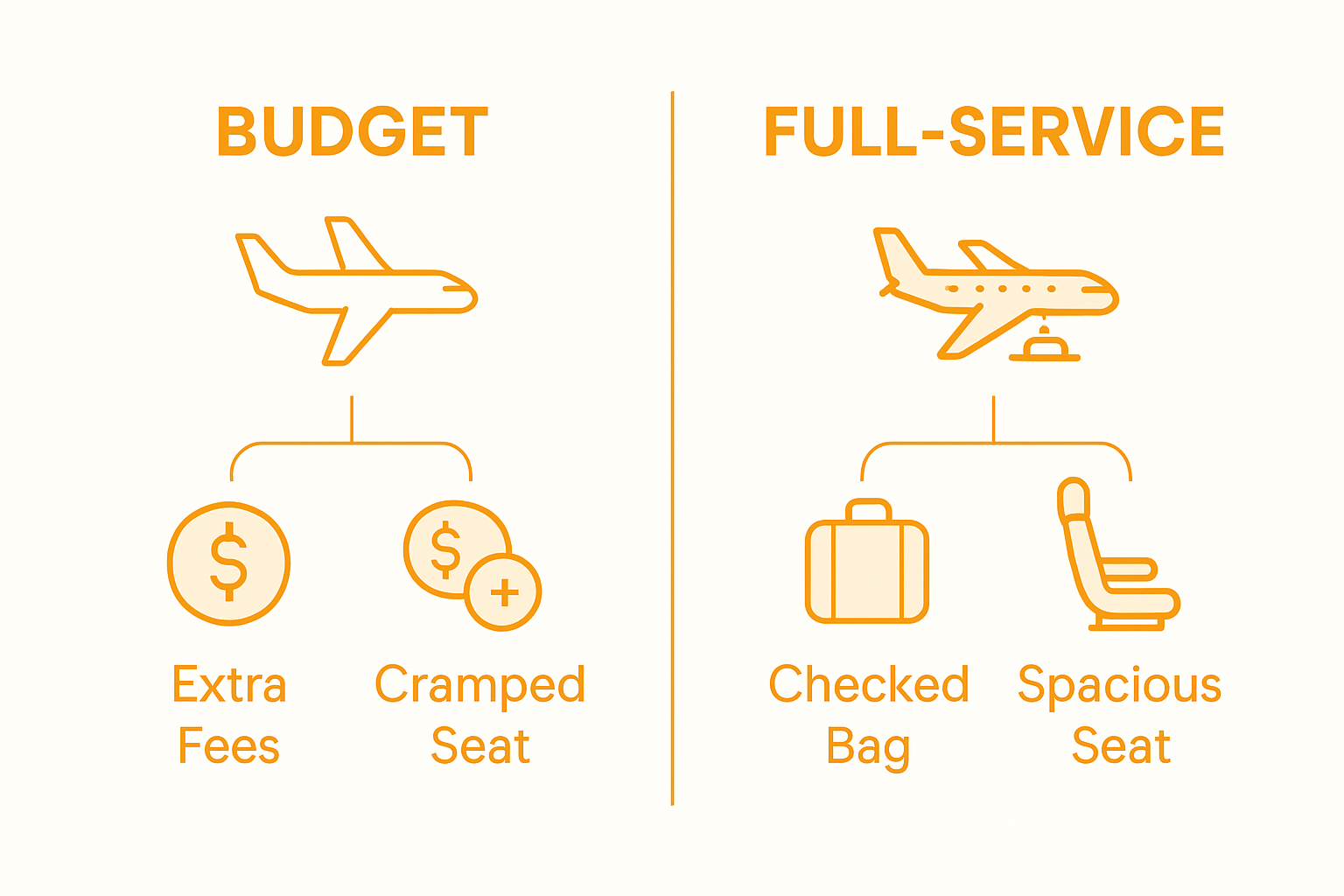 Comparison infographic budget versus full-service airline