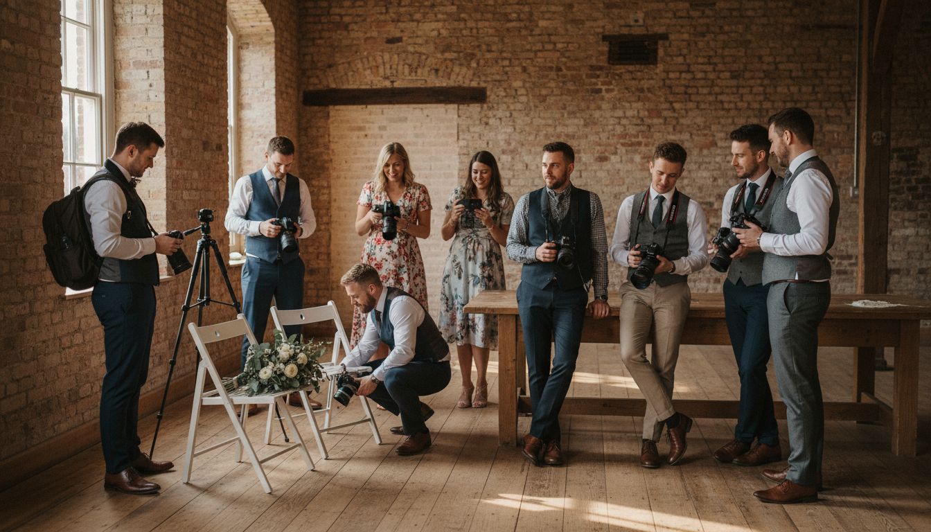 Group of wedding photographers at Staffordshire venue