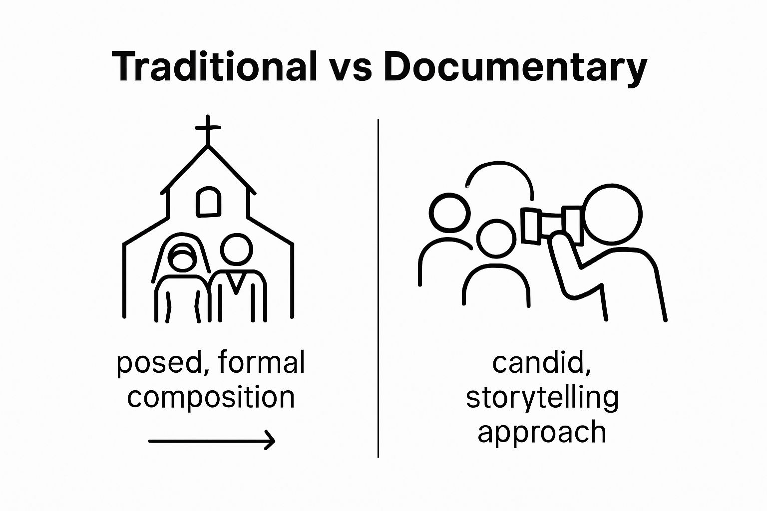 Infographic comparing wedding photography styles