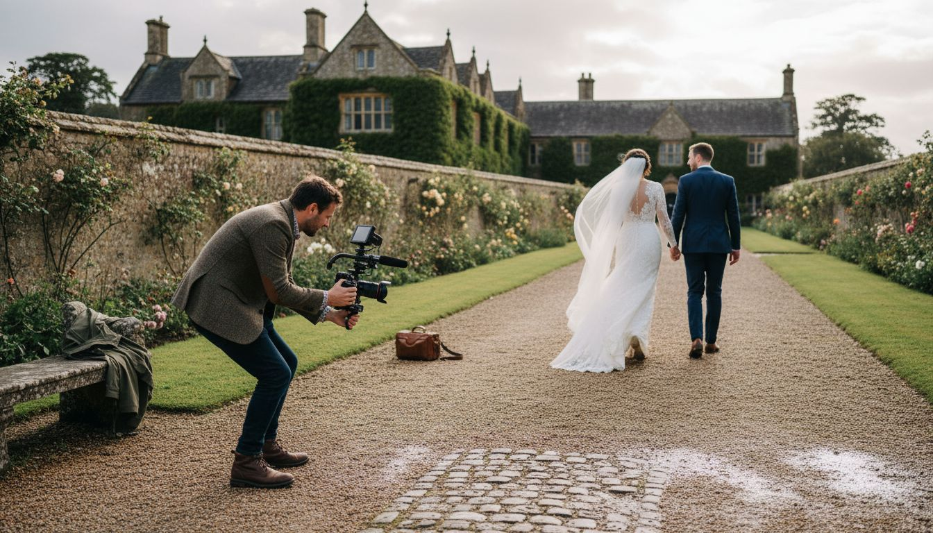 UK wedding videographer films candid couple moment