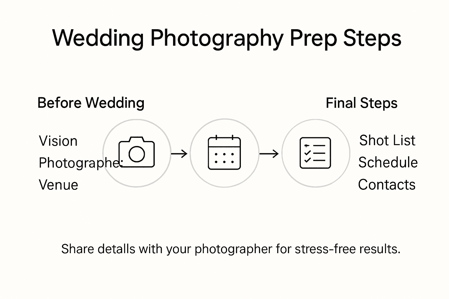 Infographic wedding photography prep checklist