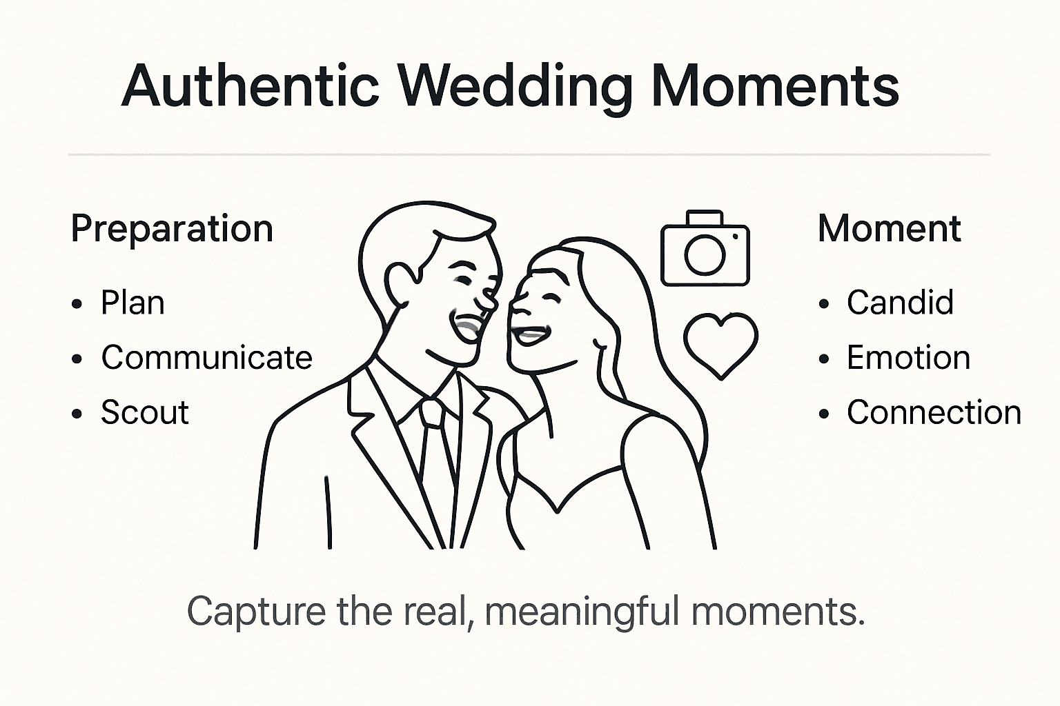 Infographic capturing authentic wedding photo moments
