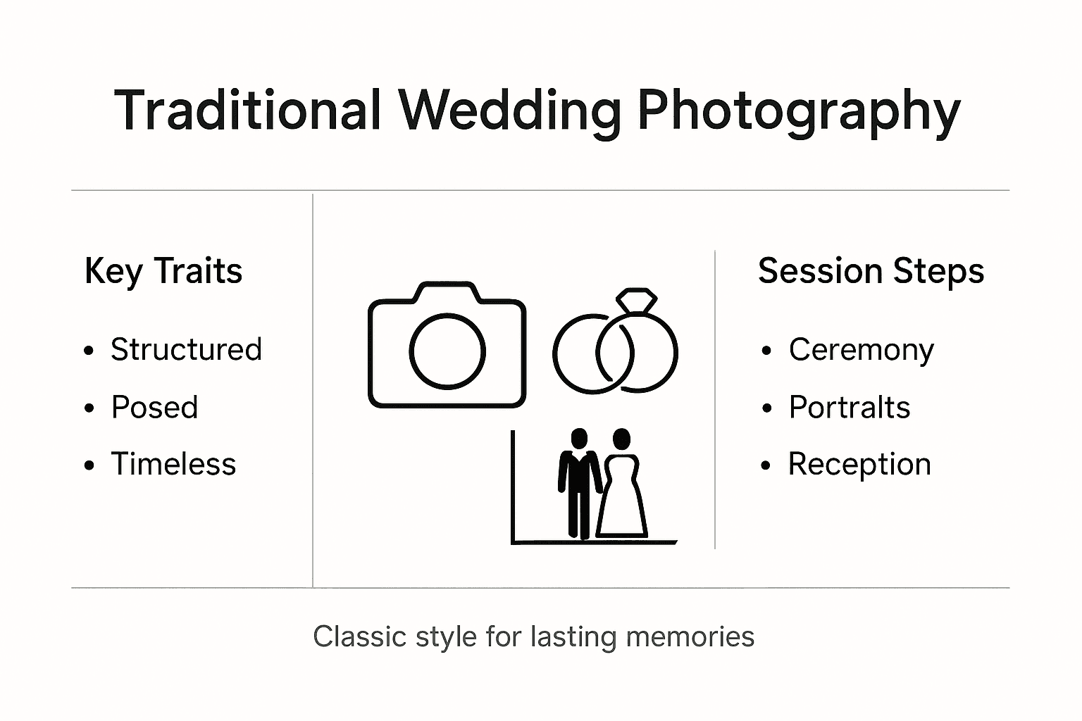 Infographic showing traditional wedding styles key traits