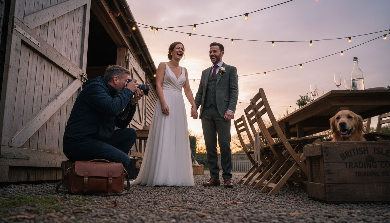 Photographer capturing candid wedding moment