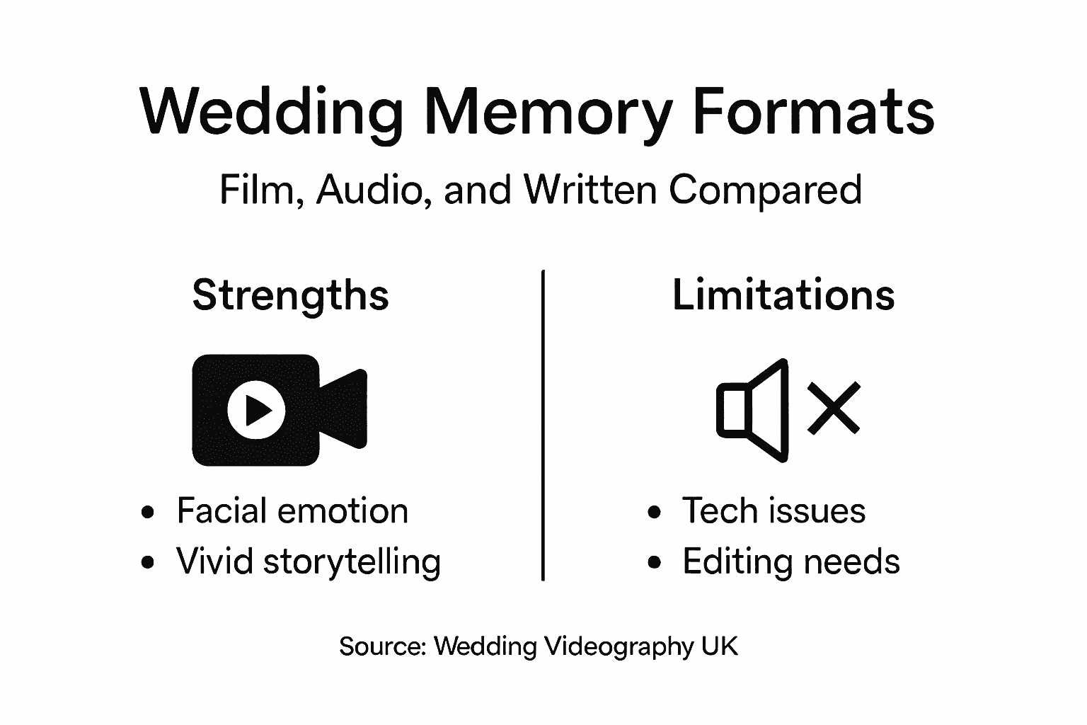 Infographic comparing wedding speech memory formats