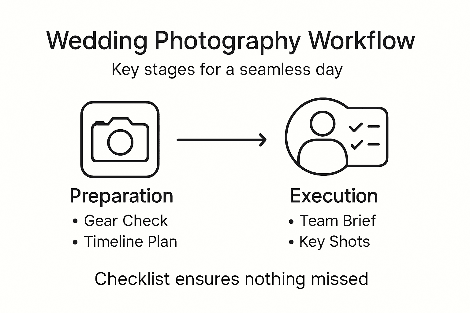 Infographic checklist for wedding photography stages
