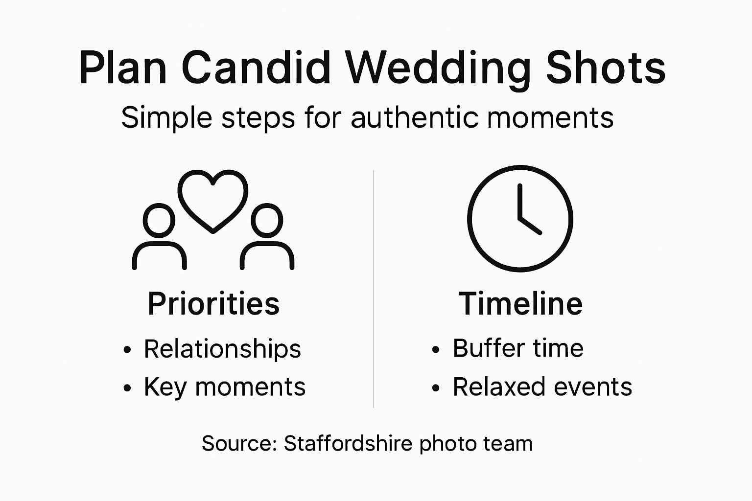 Infographic on steps to plan candid wedding shots