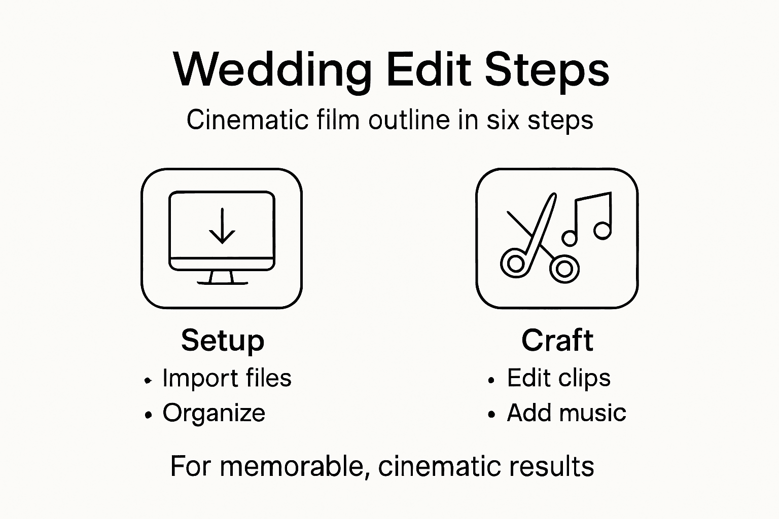 Infographic wedding film editing step overview