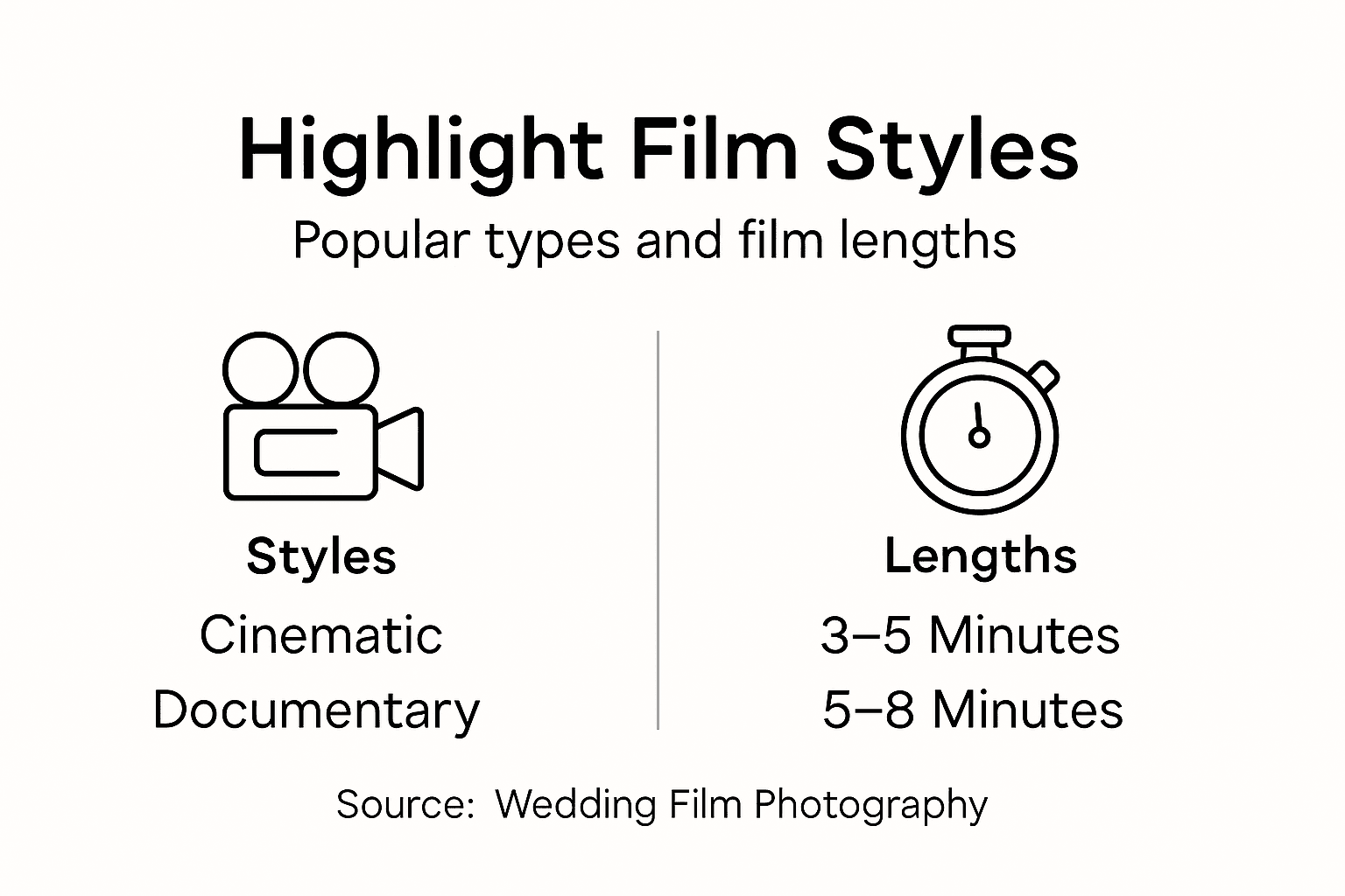 Infographic showing film styles and lengths