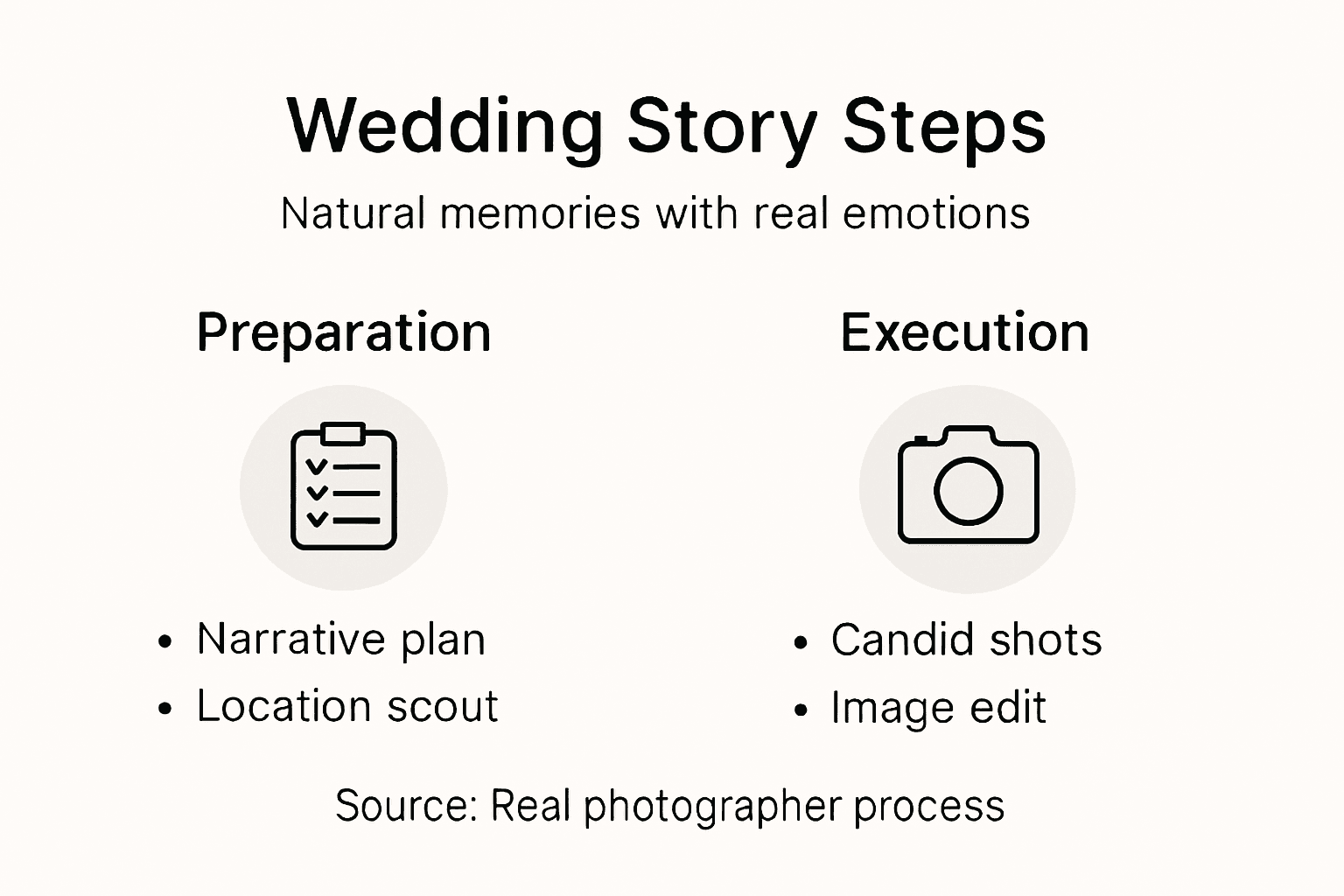 Infographic showing wedding photography workflow steps
