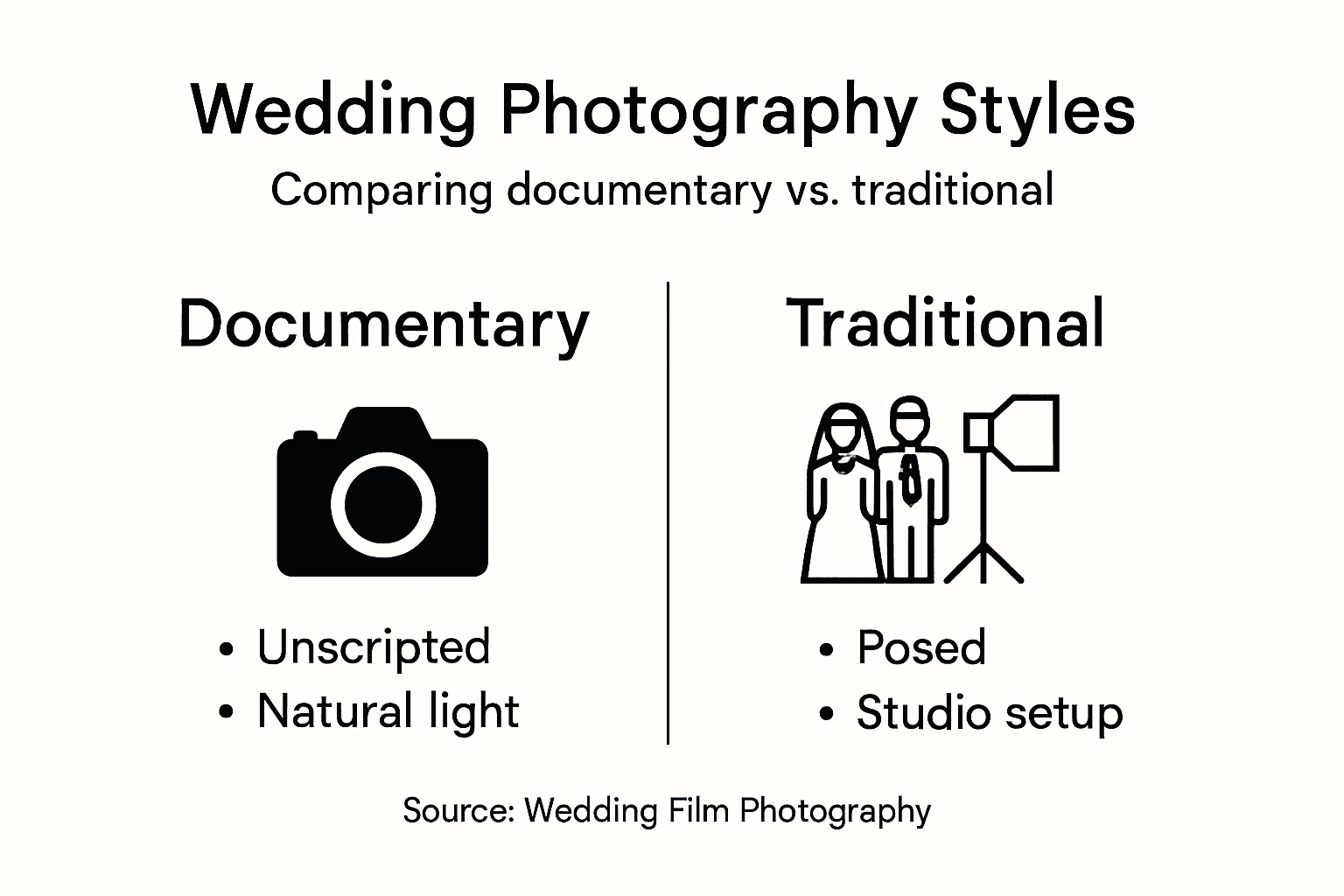Infographic showing documentary vs traditional styles