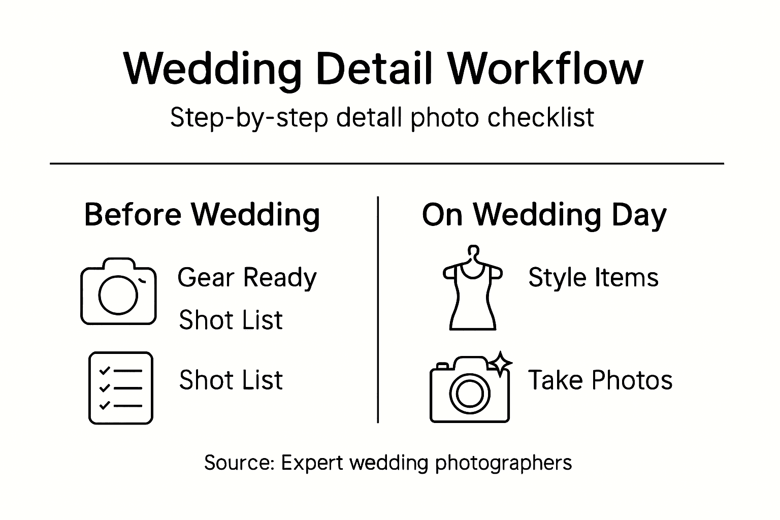 Infographic of wedding detail workflow steps