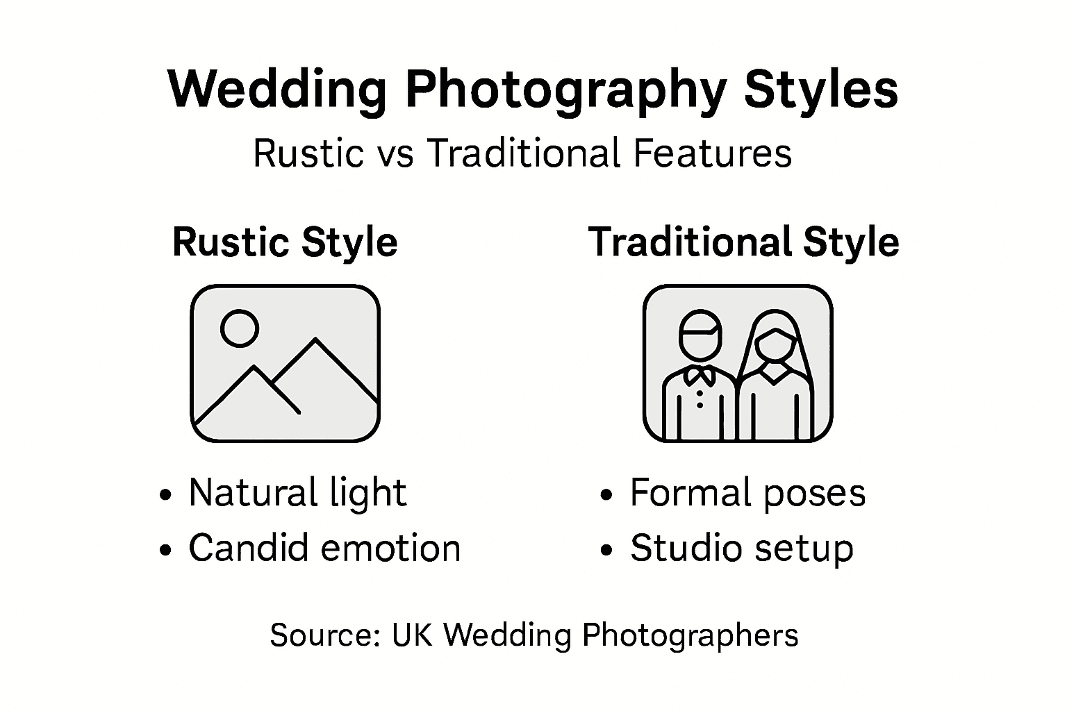 Infographic comparing rustic and traditional styles