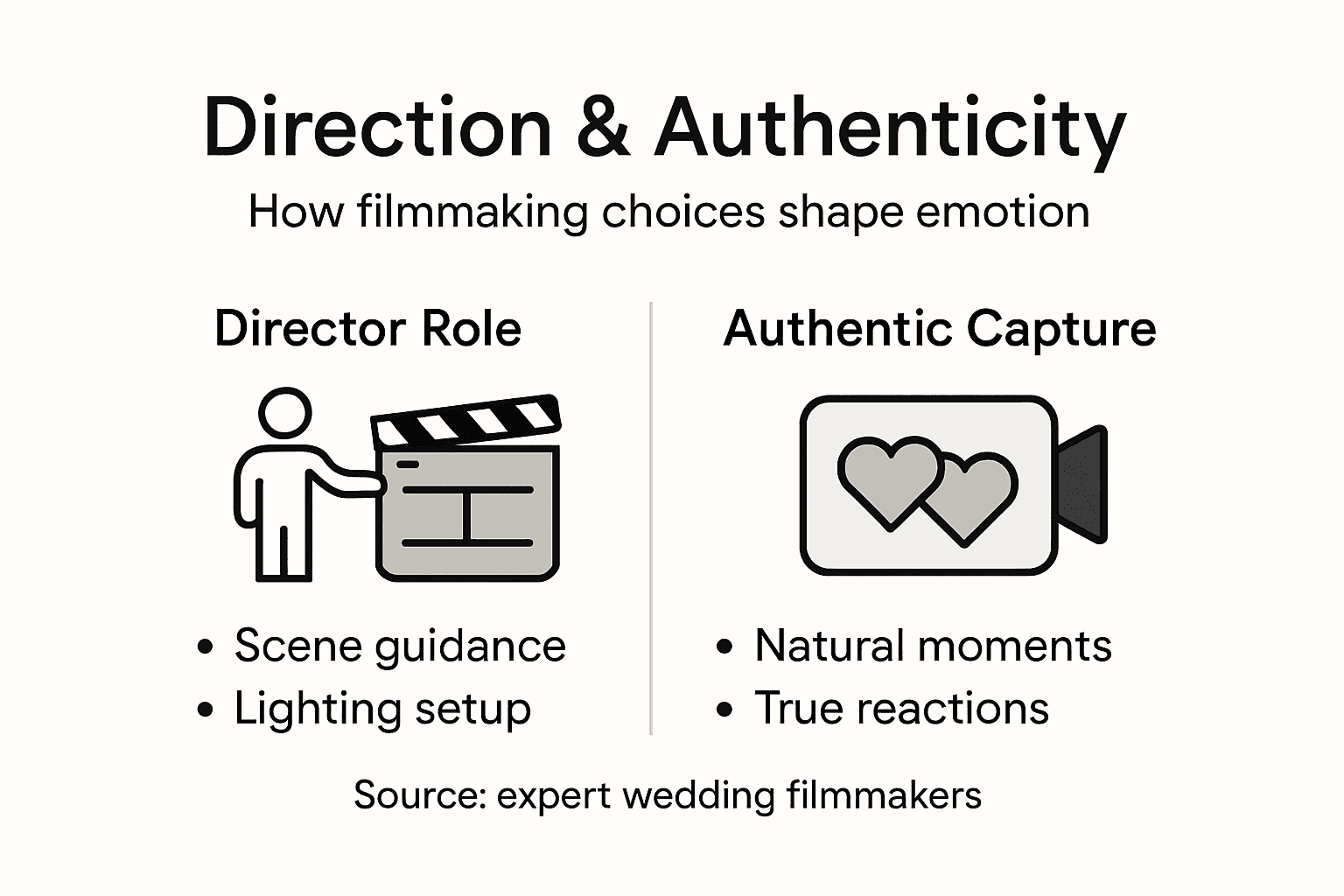 Infographic on direction and authenticity in wedding films