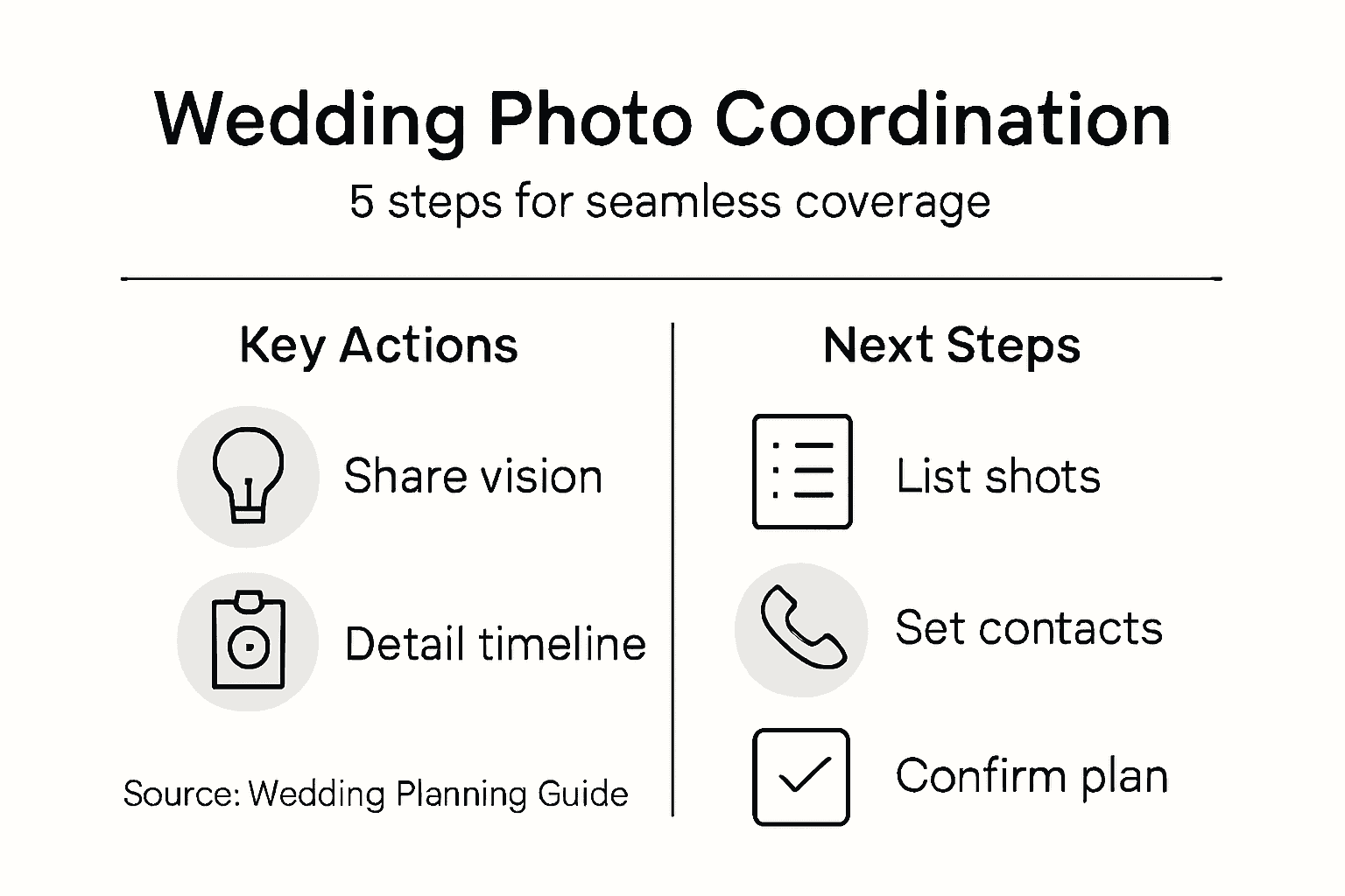 Infographic showing wedding photo coordination steps