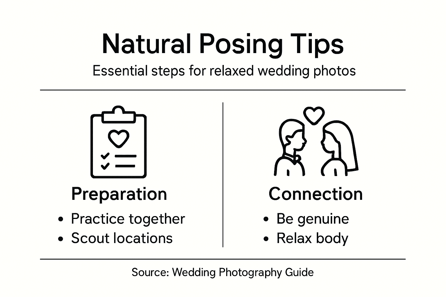 Infographic natural wedding posing tips
