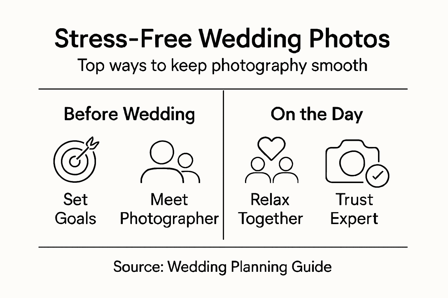Infographic shows steps for wedding photography calm
