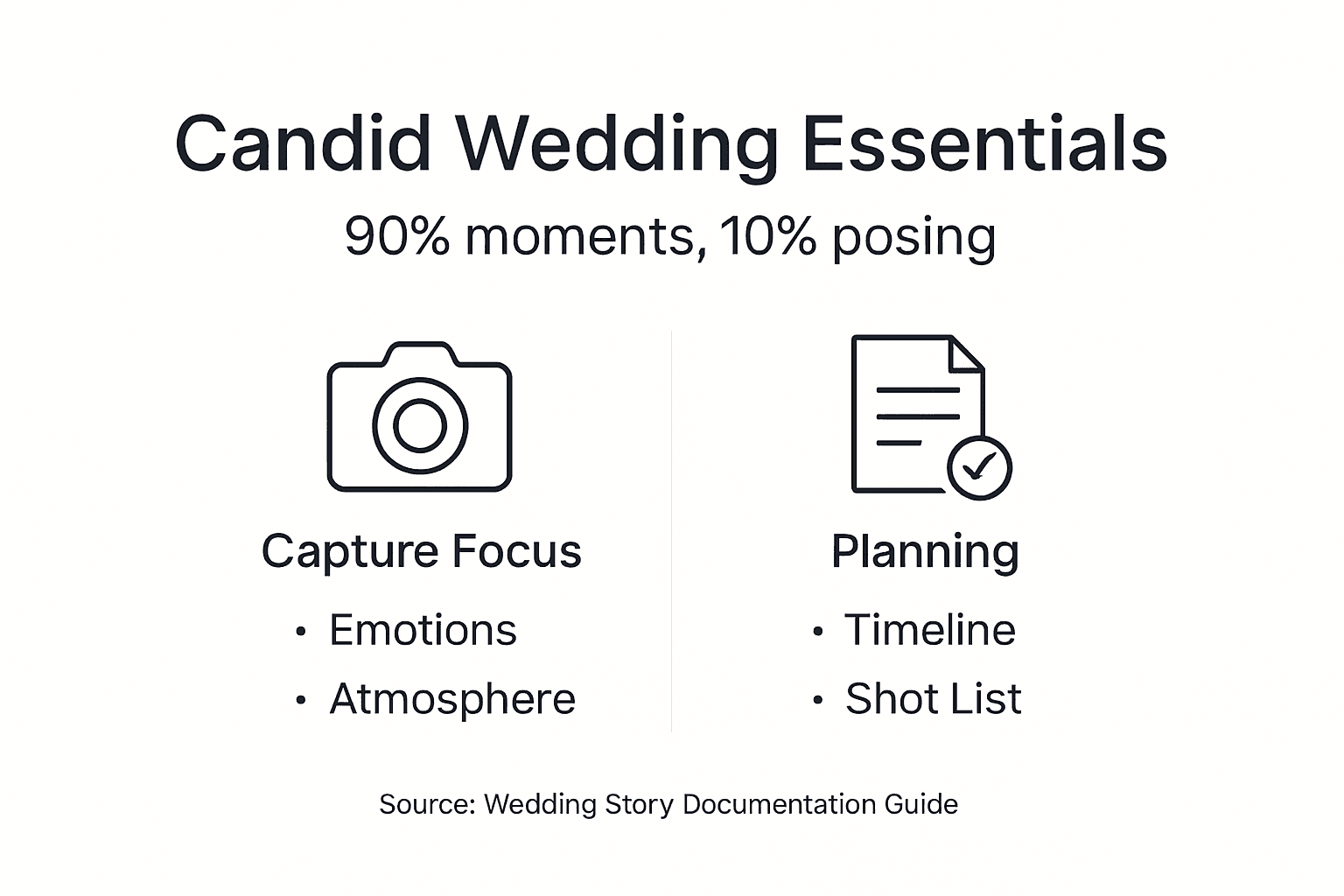 Infographic on main documentary wedding essentials