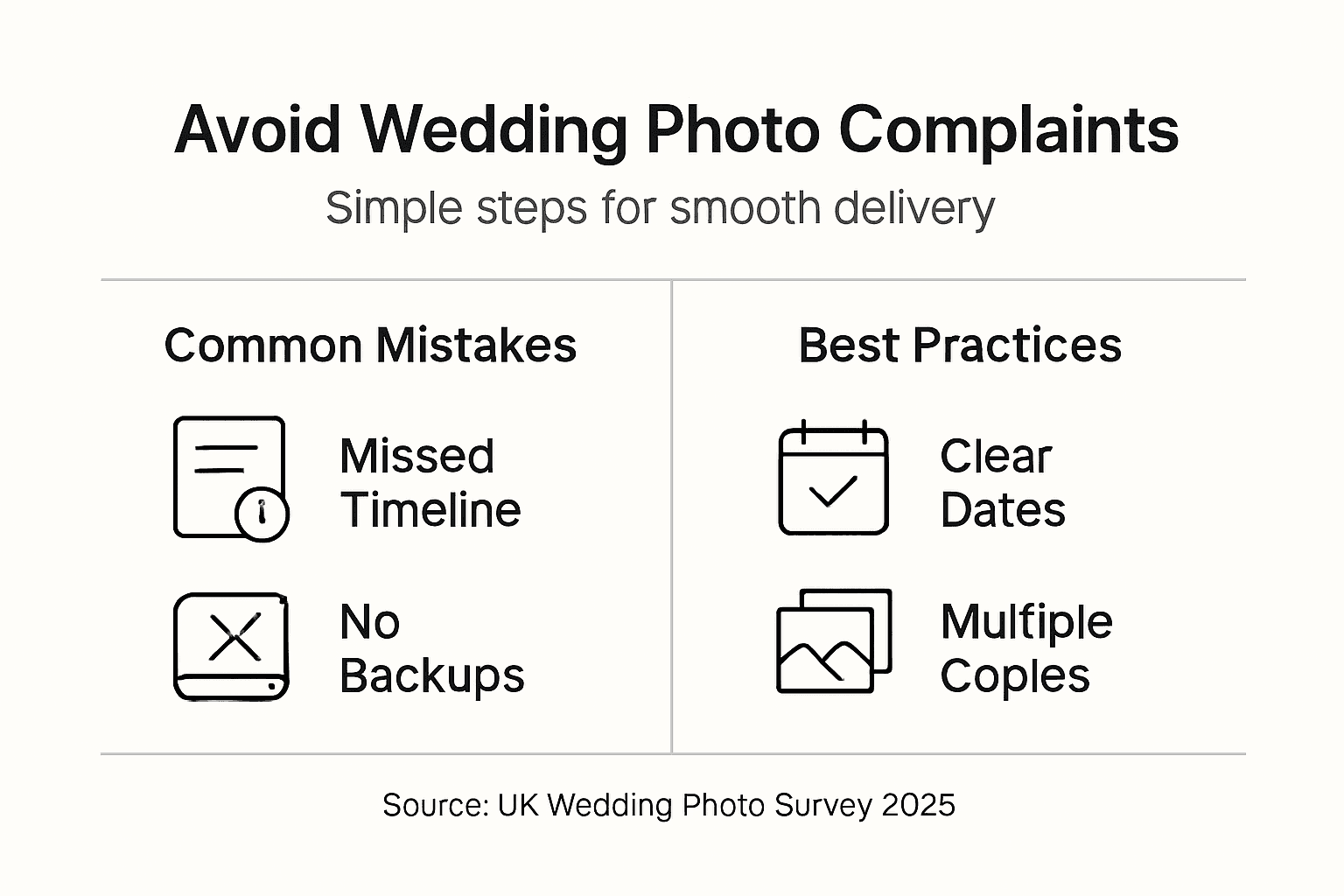 Infographic with wedding photo delivery tips