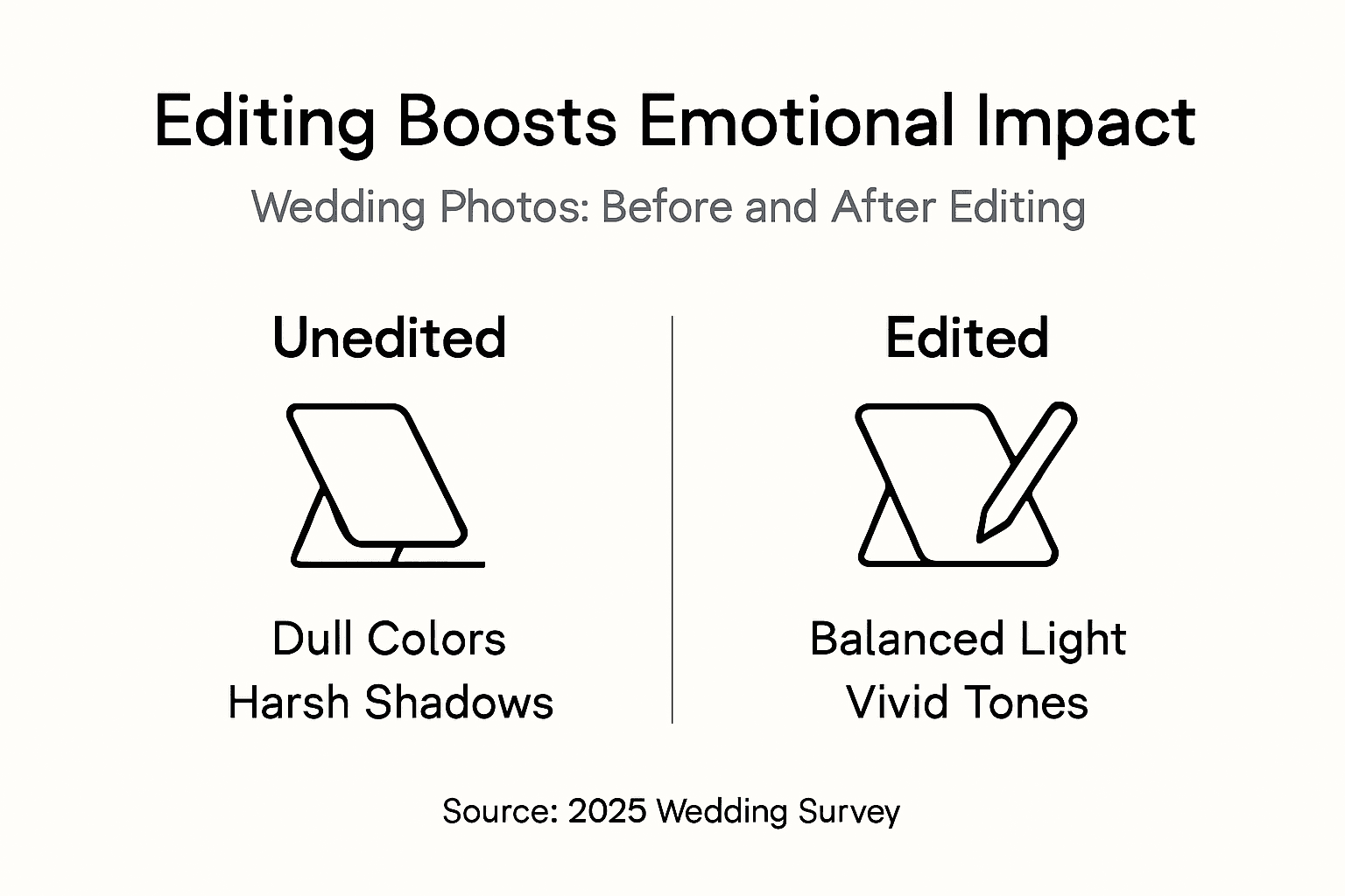 Infographic showing wedding photo editing benefits