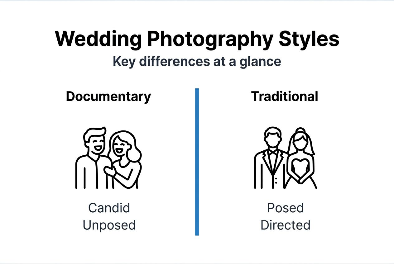 Infographic comparing wedding photography styles