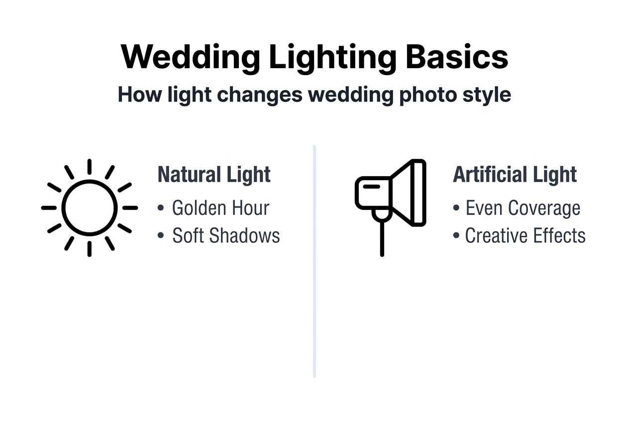 Infographic showing wedding lighting basics