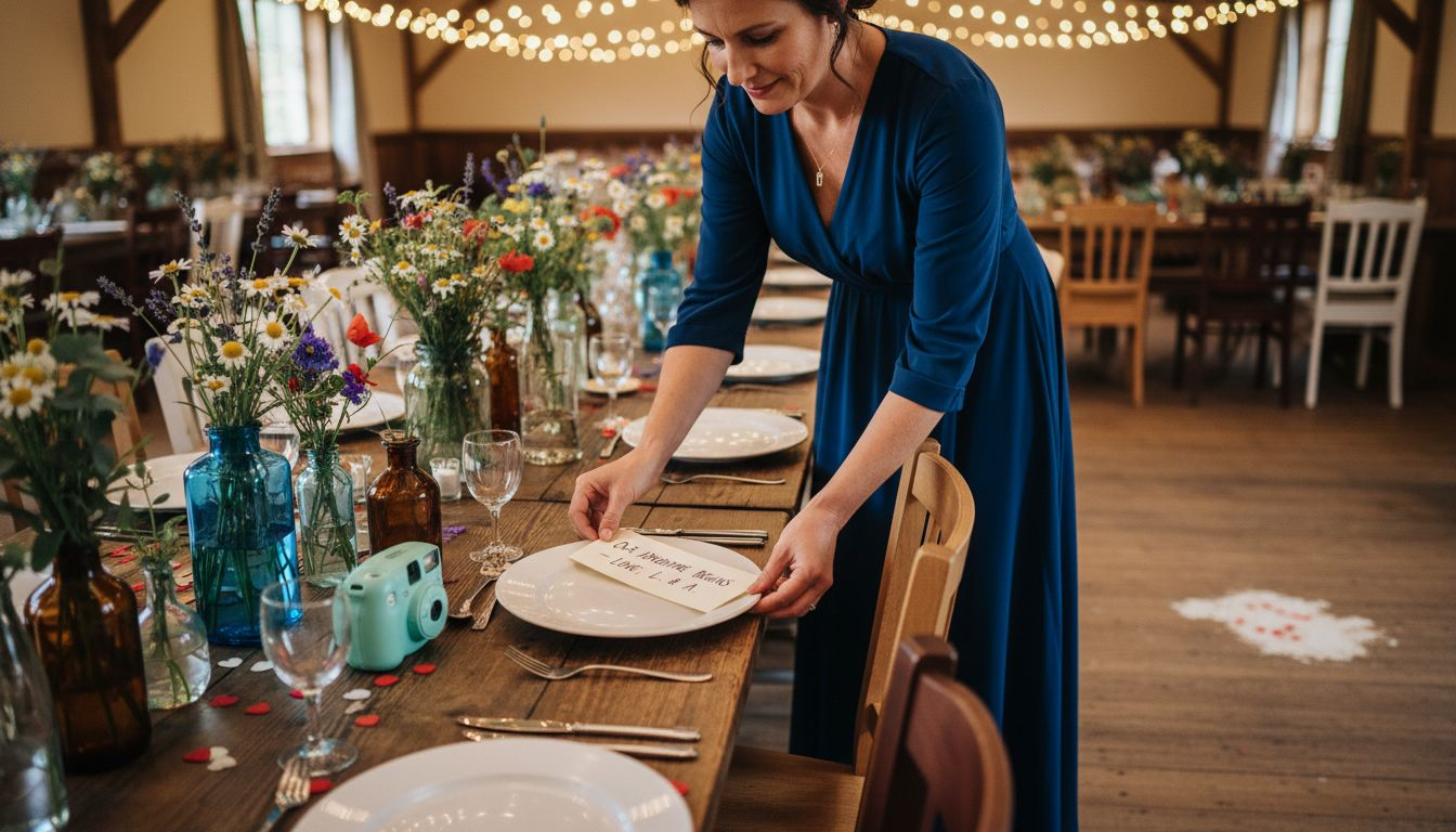 Handwritten note placed for wedding guest