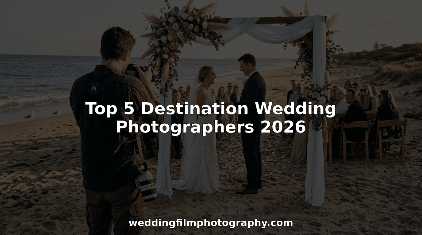Photographer capturing beachside wedding ceremony