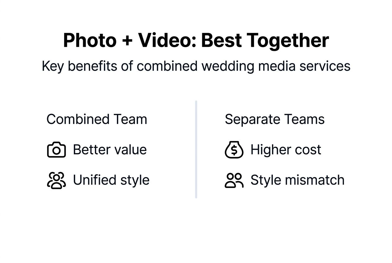 Infographic comparing combined vs separate wedding media