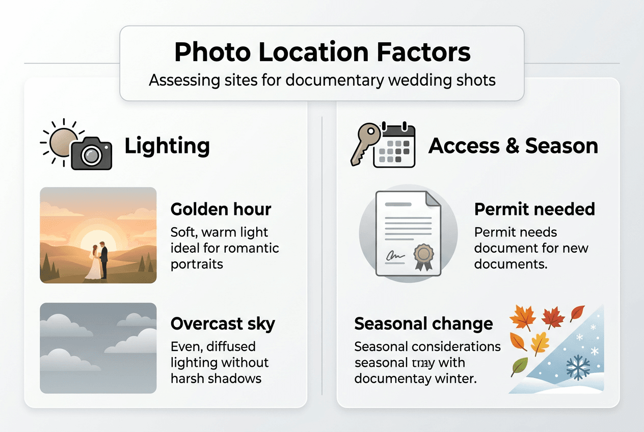 Infographic showing wedding location selection factors