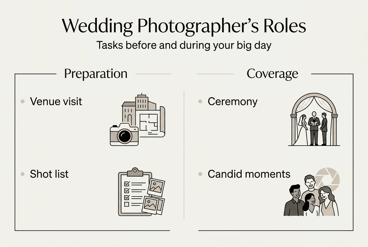 Infographic of wedding photographer tasks and roles