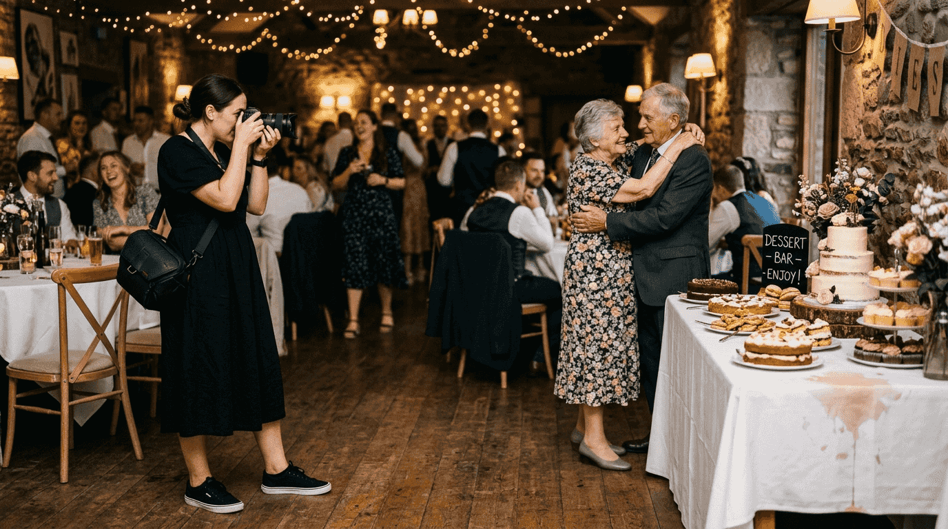 Wedding photographer capturing genuine family scene