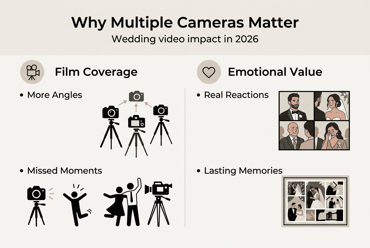 Infographic about multi-camera wedding film benefits