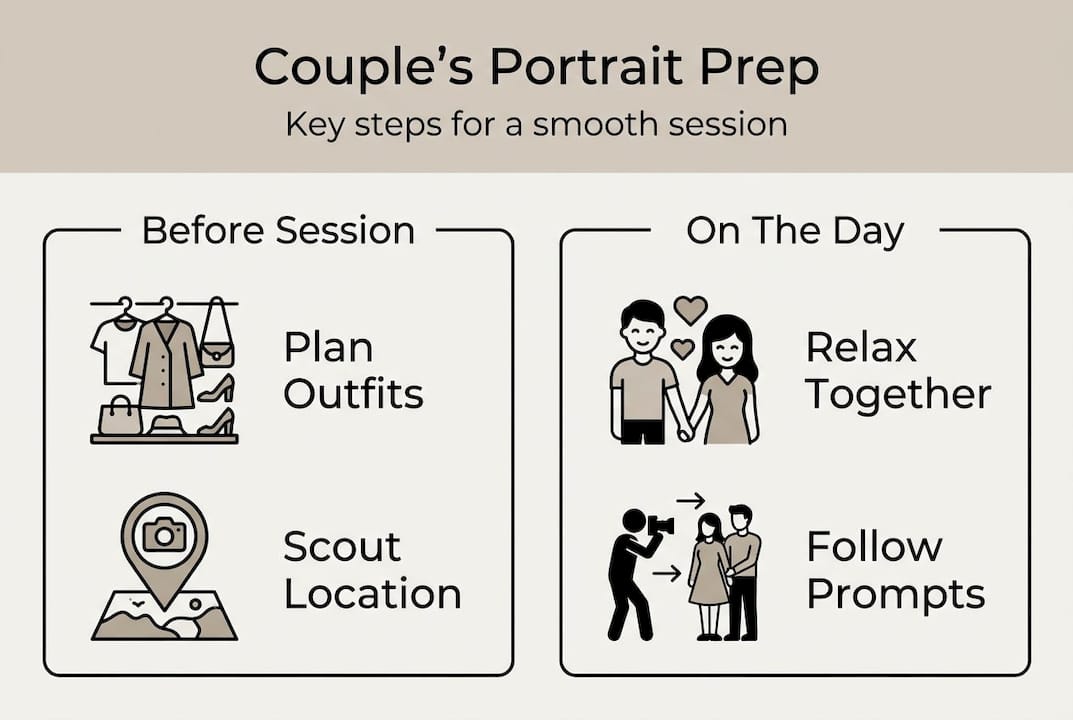 Infographic on preparing for couple photo session