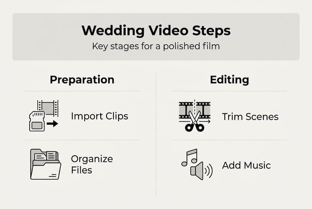 Infographic of main wedding video editing steps