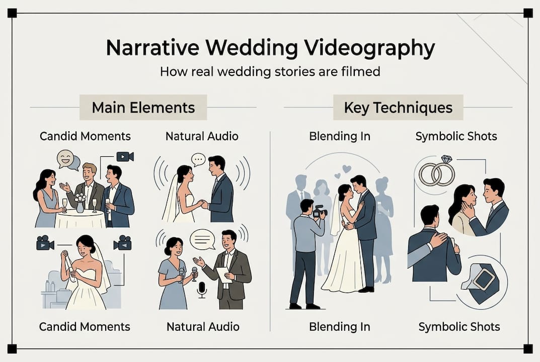 Infographic of narrative videography elements and techniques