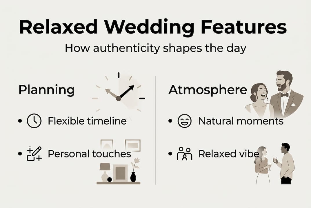 Infographic outlining relaxed wedding style features