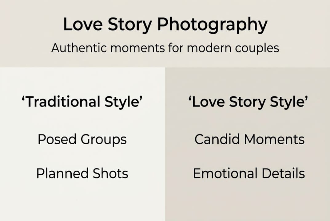Infographic comparing candid and traditional styles