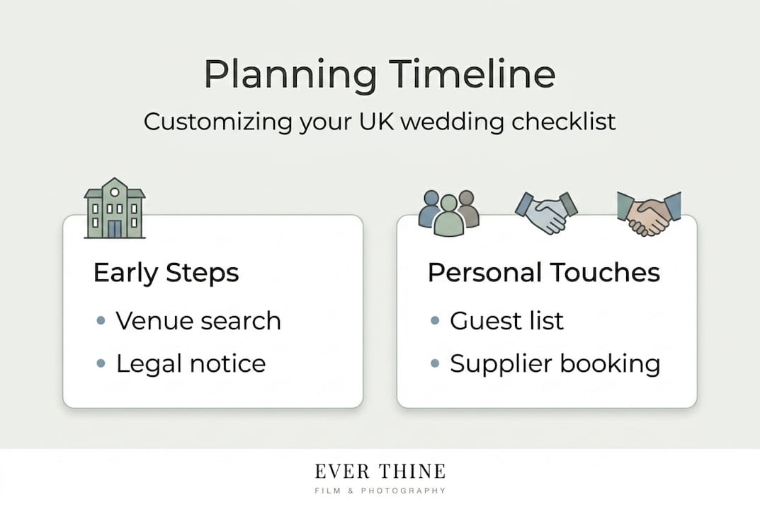 Infographic showing UK wedding checklist timeline