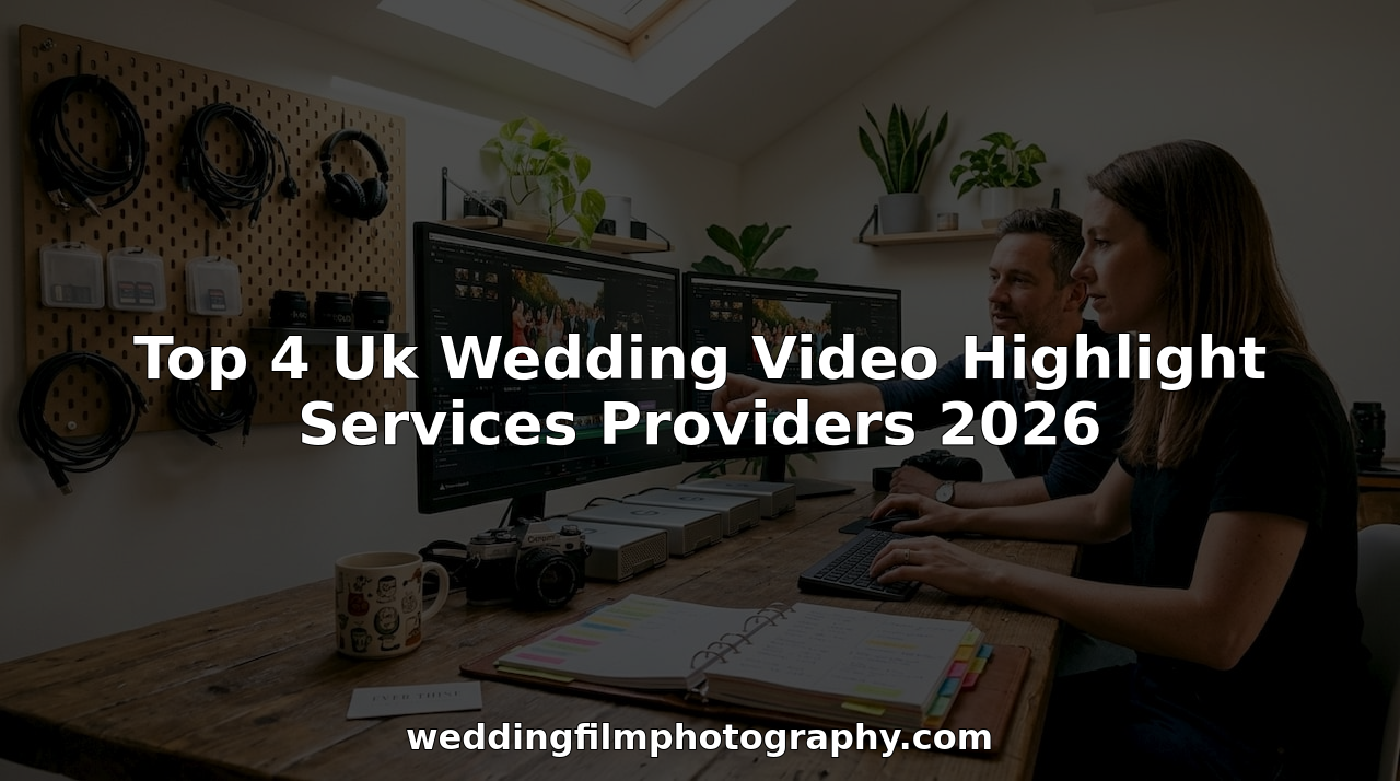 Wedding video editors reviewing footage in studio