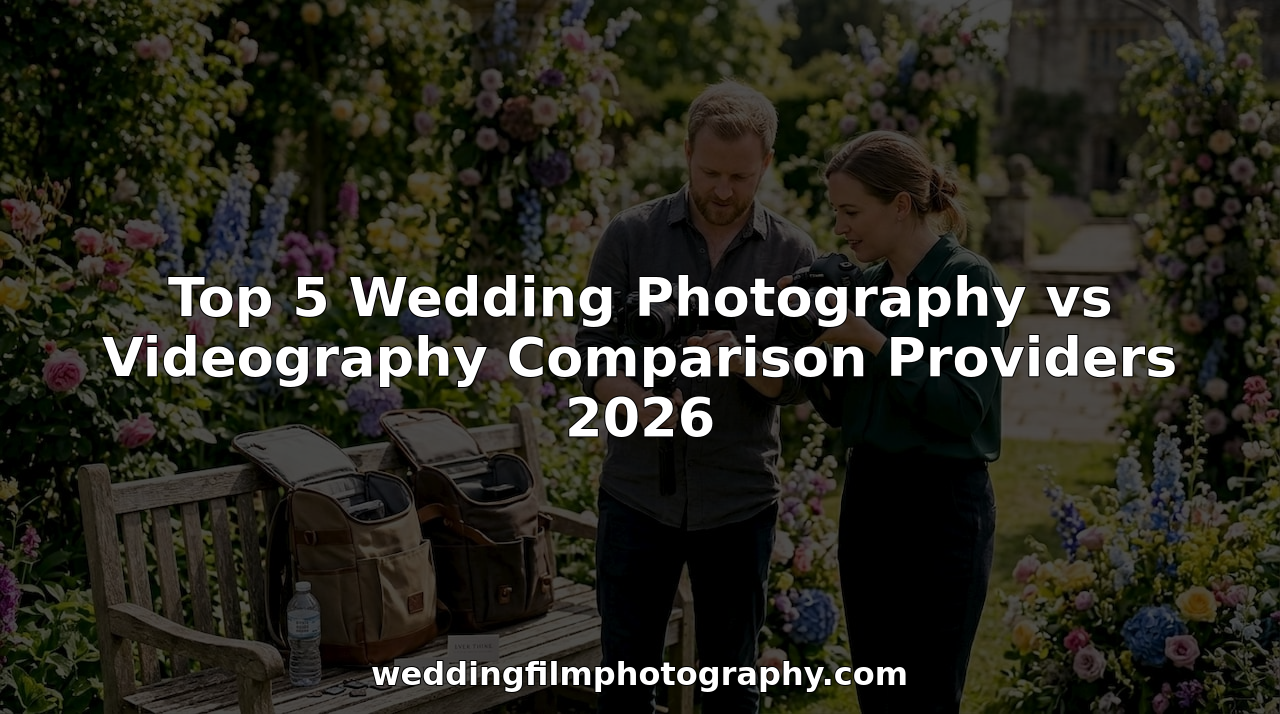 Photographers and videographers preparing gear for a wedding